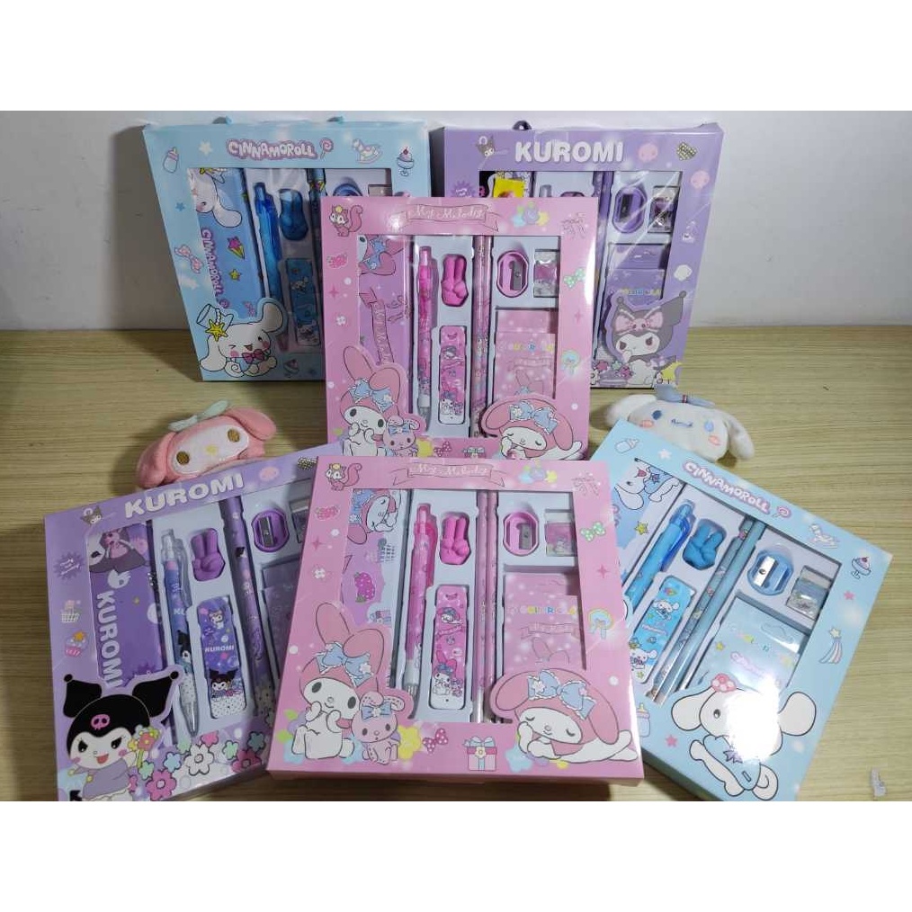 

KODE Q9J6 GYBR Alat tulis anak sekolah Study Set Sanrio 9 IN 1 Kuromi My Melody Cinnamorol