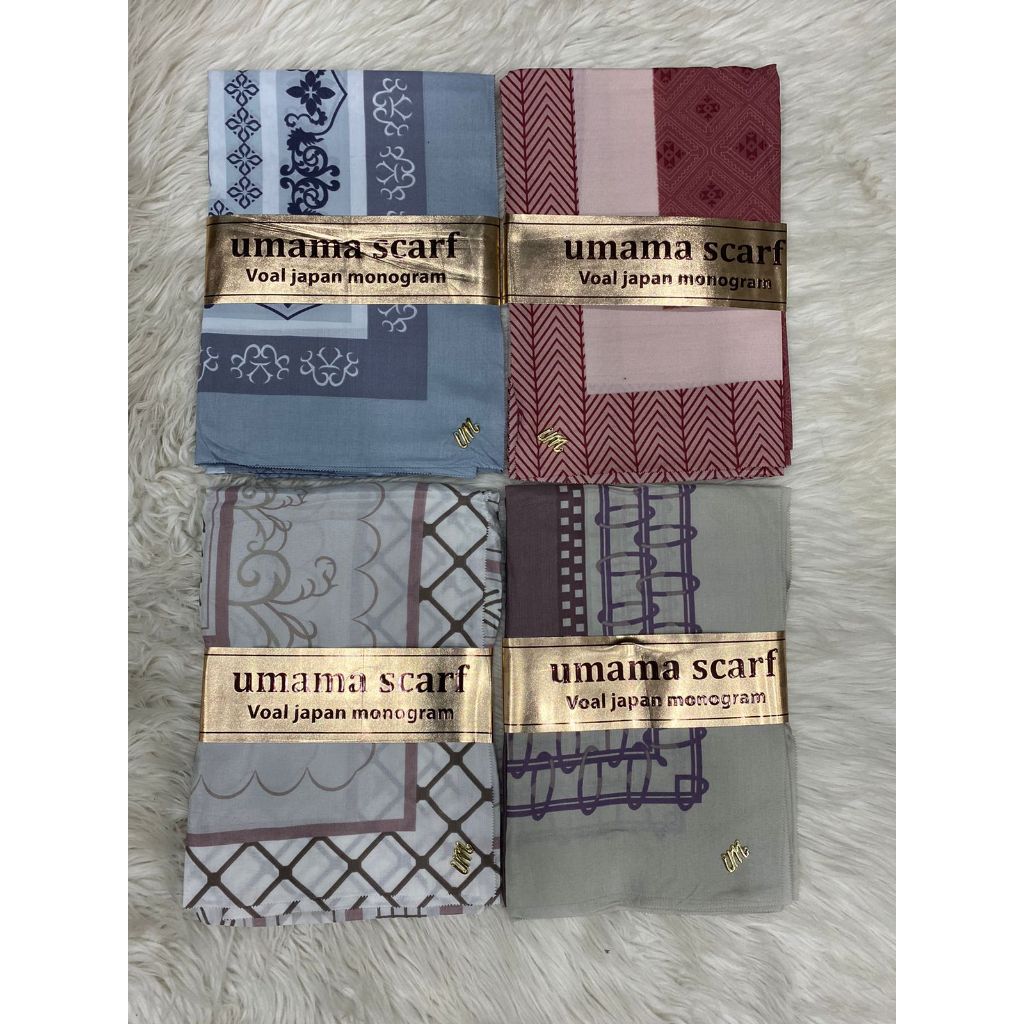 GROSIR Jilbab Umama Voal Japan Monogram Icon Metalogo UM 110X110cm