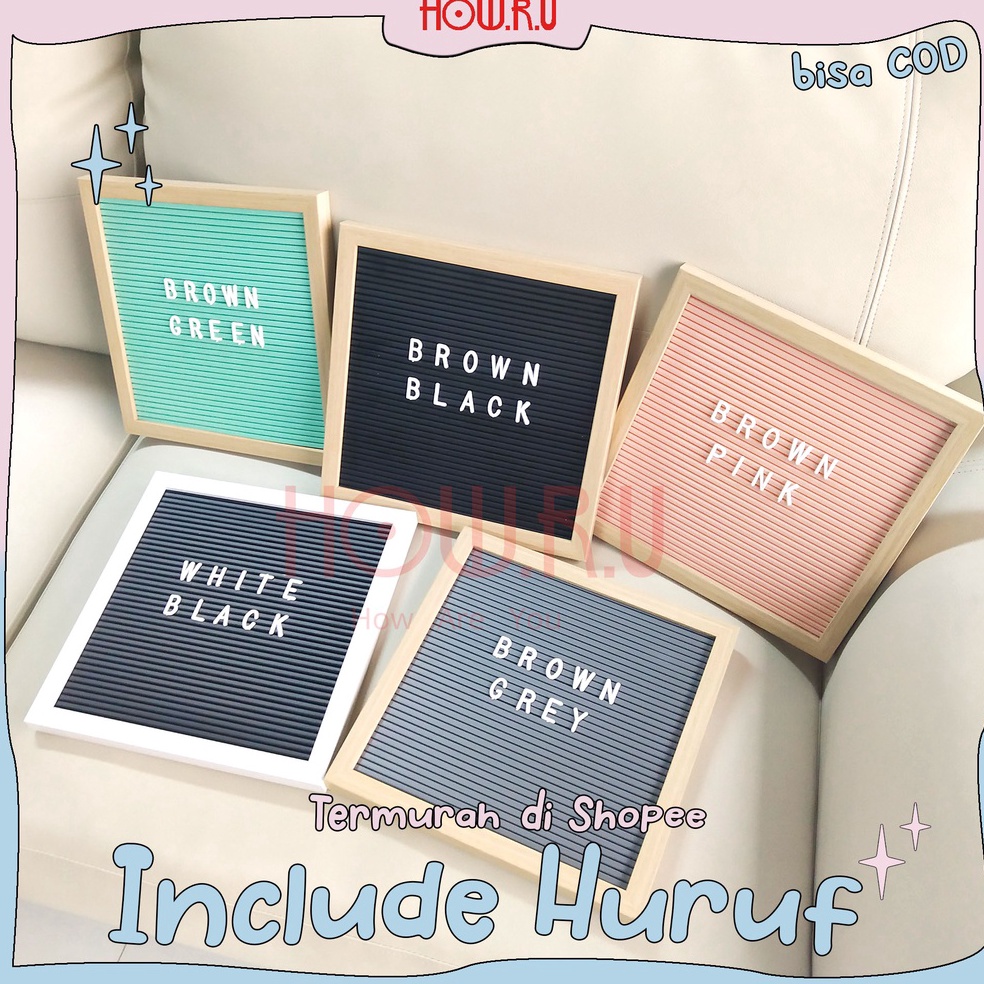 

KODE B4R4 HOWRU 25x25 cm Letter Board Persegi Sudah Include Huruf Papan Nama Bayi Papan Menu Dekorasi Rumah