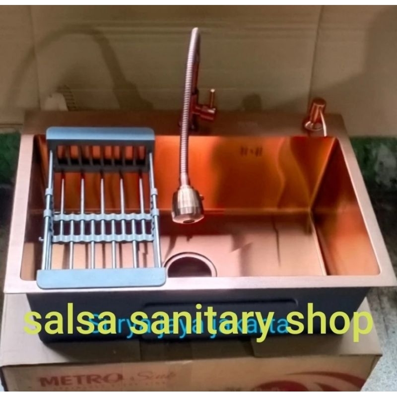 Paket komplit kitchen sink ROSE Gold 6545/paket kitchen sink Gold
