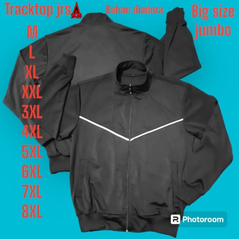 tracktop jrs polos hitam jaket olahraga pria big size jumbo