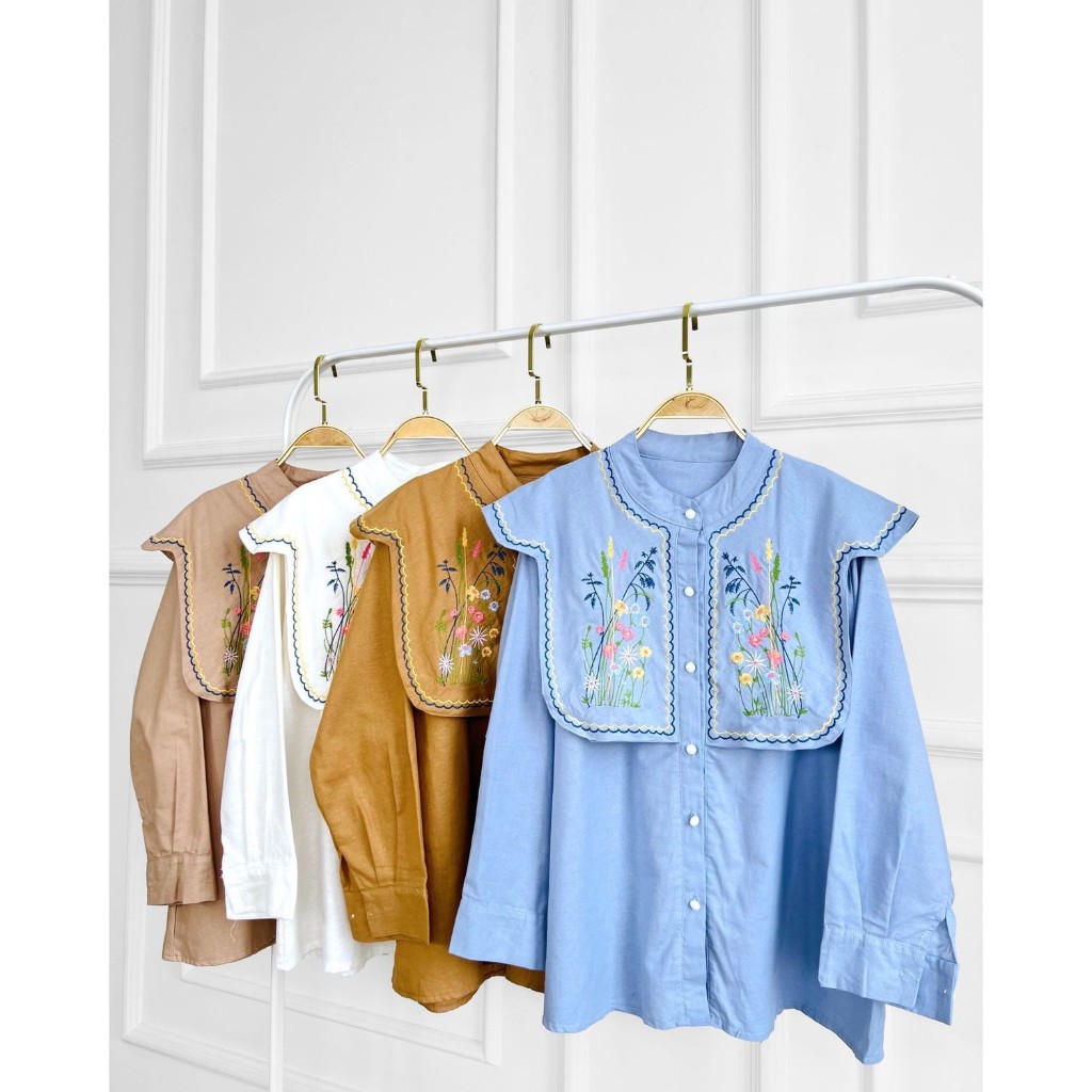 BLOUSE MIREYA PUTIH | Kemeja Wanita | Blouse Wanita | Korean Style | Blouse Katun Rami Premium