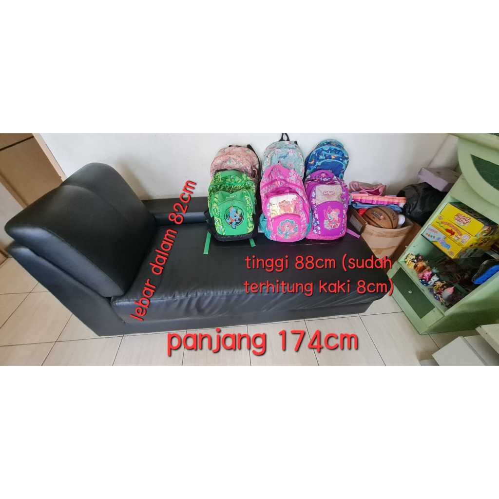 NEGO Sofa Hitam 3 Seater Tiduran Bekas Murah Tempat Duduk Sandaran Rumah Ruang Tamu Keluarga