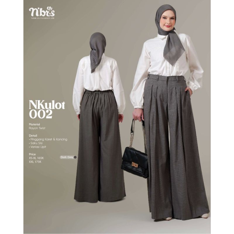 Nibras Kulot NKulot 002 | Kulot Nibras Terbaru | Celana Kekinian | Kulot Wanita Dark Grey | Kulot Na