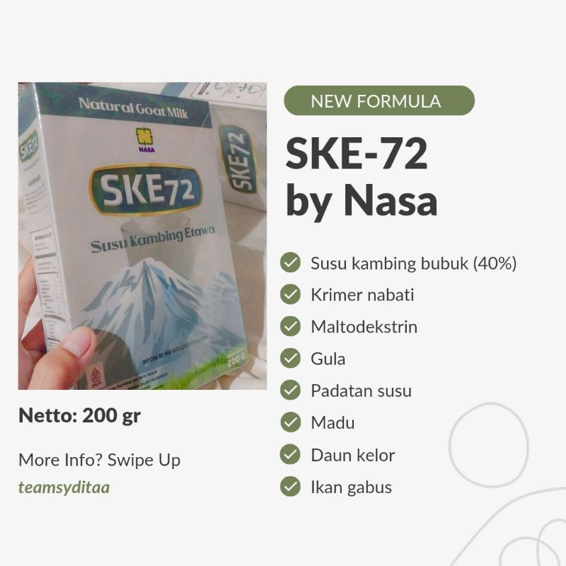 

SKE-72 NASA SUSU KAMBING ETAWA / SUSU PENGGEMUK BADAN / SUSU PENAMBAH NAFSU MAKAN / SUSU KAMBING ETAWA