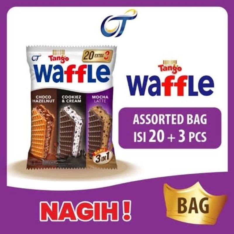 

Tango Waffle Assorted Bag 3 in 1 Choco Hazelnut Cookiez & Cream Mocha Latte 240gr