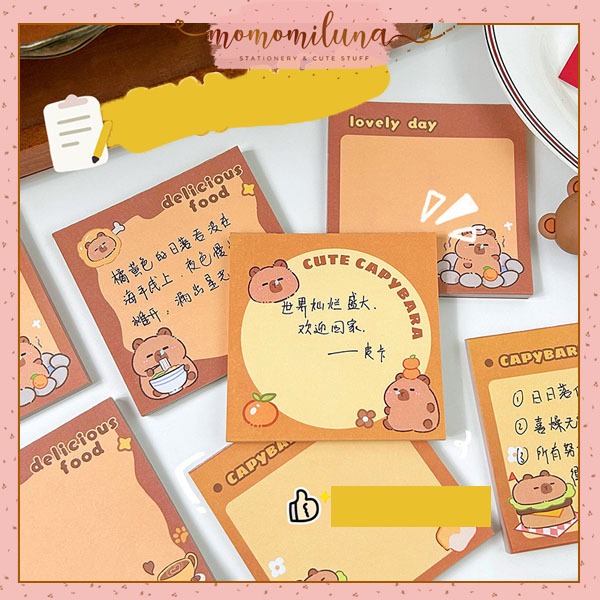 

1 set isi 50 lembar sticky notes capybara cute mini memo notes lucu kawai HB1754