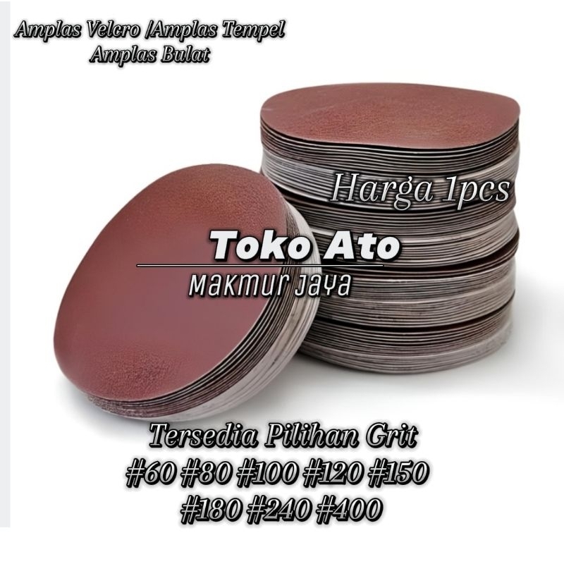 Amplas Tempel Bulat Velcro 4 Inchi Grit #60 - #400 Amplas Kayu Amplas Besi Amplas Awal Amplas Finisi