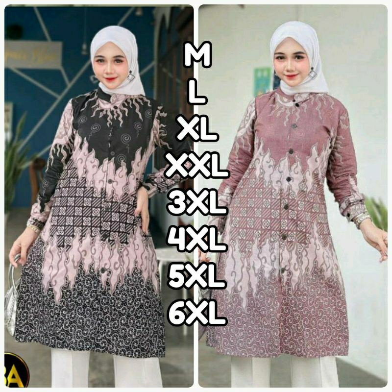 Batik Mega Mendung Tunik Wanita Jumbo