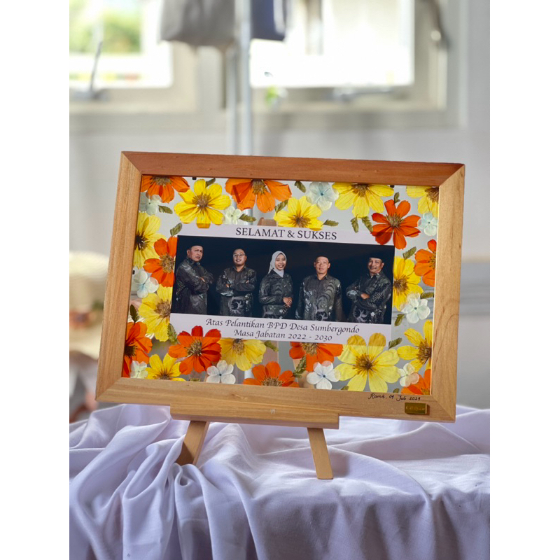 Pressed Flower Frame Bingkai Foto A4 Dried Herbarium Bunga Kering Untuk Kado Custom Double Kaca Acry