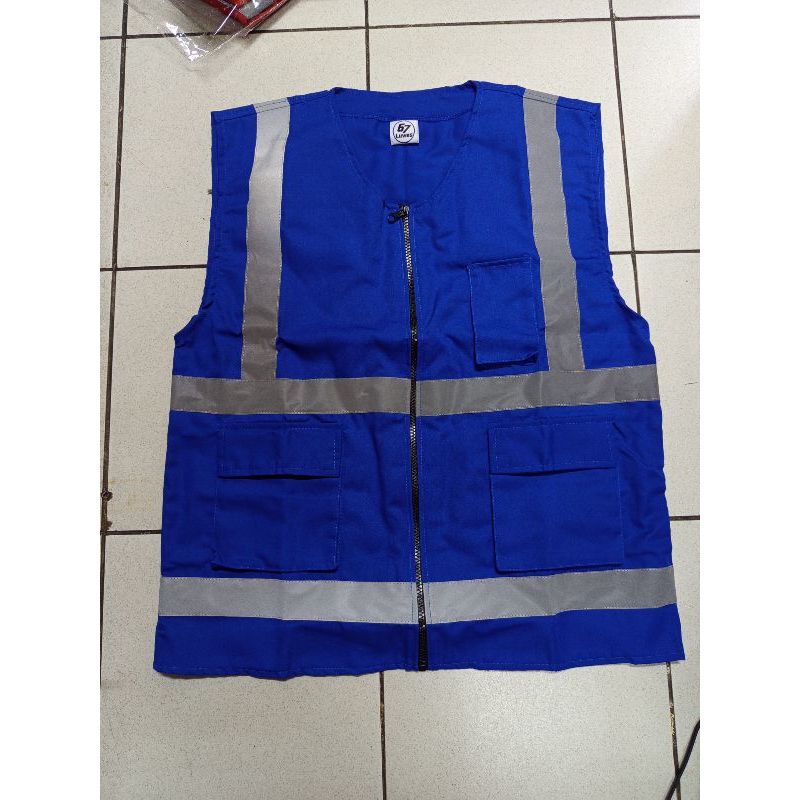 Rompi Safety Bahan Drill/ rompi proyek warna biru bca