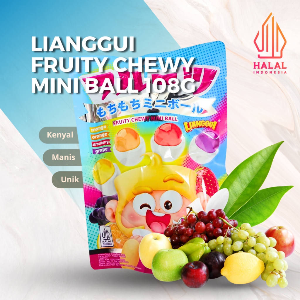 

[GROSIR] LIANGGUI FRUITY CHEWY MINI BALL PERMEN LUNAK ANEKA RASA BUAH 108 GRAM