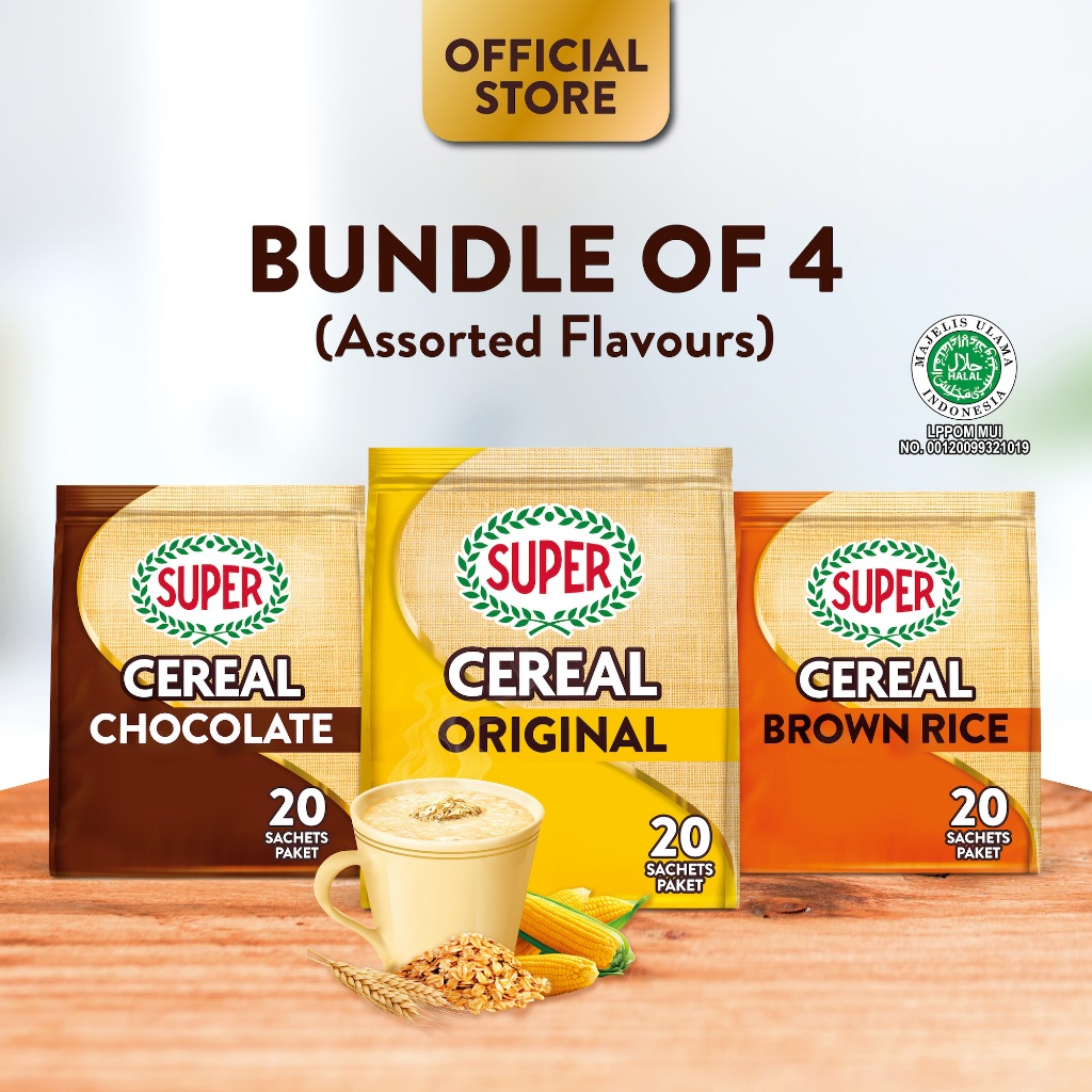 

(Bundle of 4) SUPER Instant 3in1 Cereal Drink, 20 sachets [HALAL]