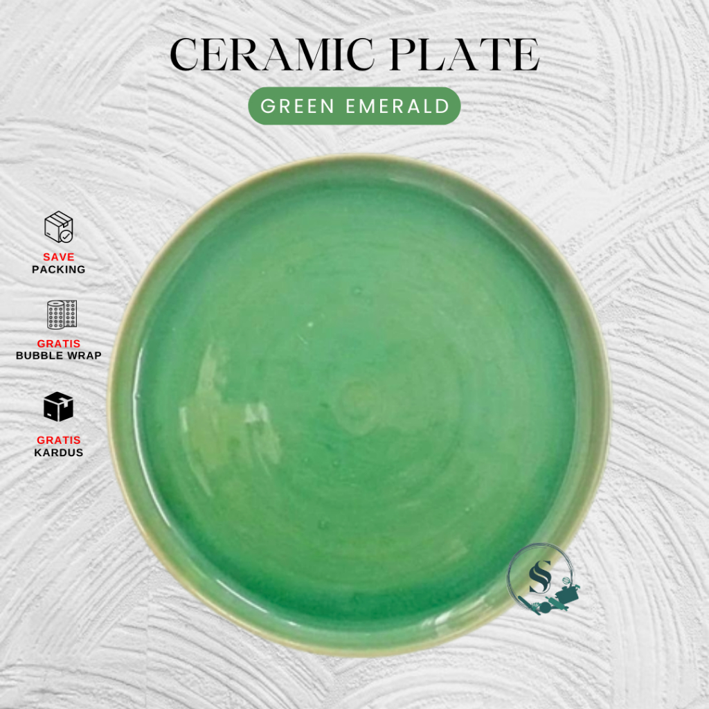 [PREMIUM] Piring Keramik Cantik |  Ceramic Plate | Piring Keramik Berkualitas | Piring Keramik Hijau