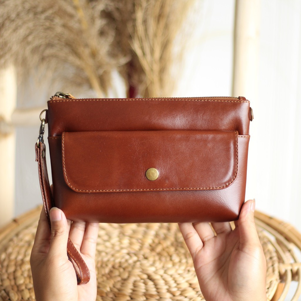 Dompet wanita fashionable kulit sapi asli garut - pouch kulit wanita
