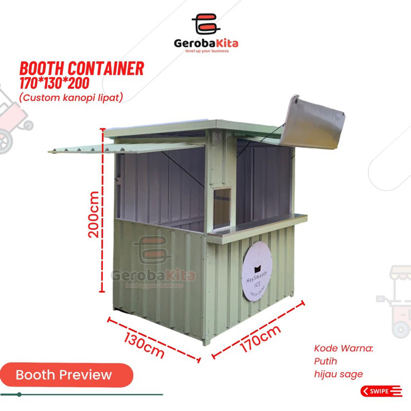 Booth Container 170x130x200 Custom Kanopi Lipat