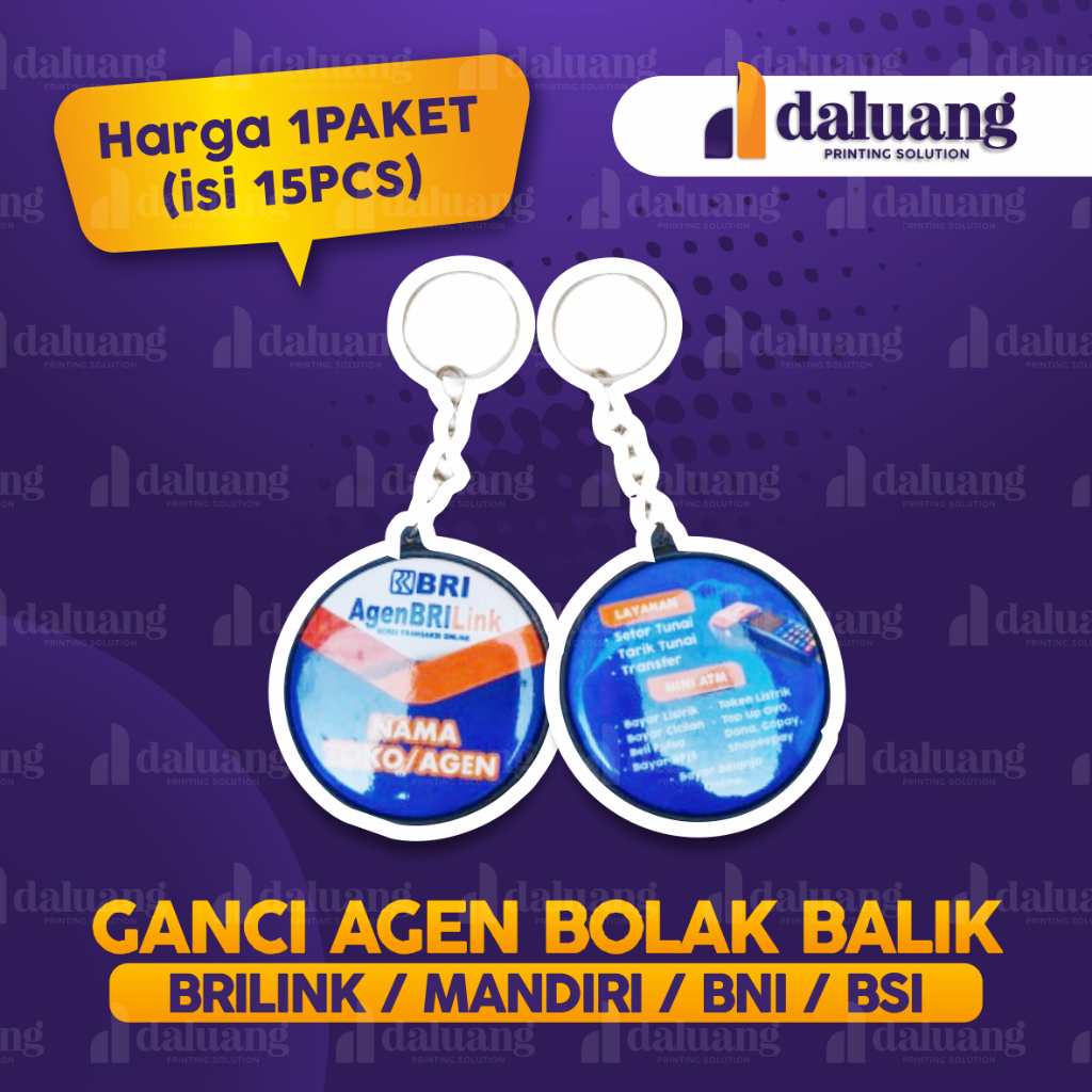 (Harga 15PCS) Gantungan Kunci Ganci BB Agen BRILINK BNI46 Mandiri Link BSI Custom Desain