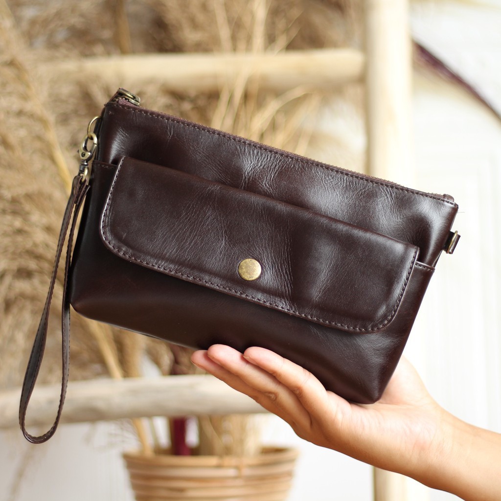 Dompet wanita fashionable kulit sapi asli garut - pouch kulit wanita