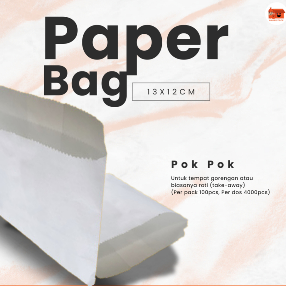 

Paperbag Pokpok Size 13 x 12 cm (Per pack 100pcs, Per dos 4000pcs)