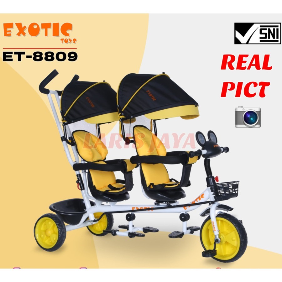 [ BONUS BELL ] Sepeda anak roda tiga kembar EXOTIC ET 8809 sepeda anak kembar roda 3 SEPEDA ANAK KEM