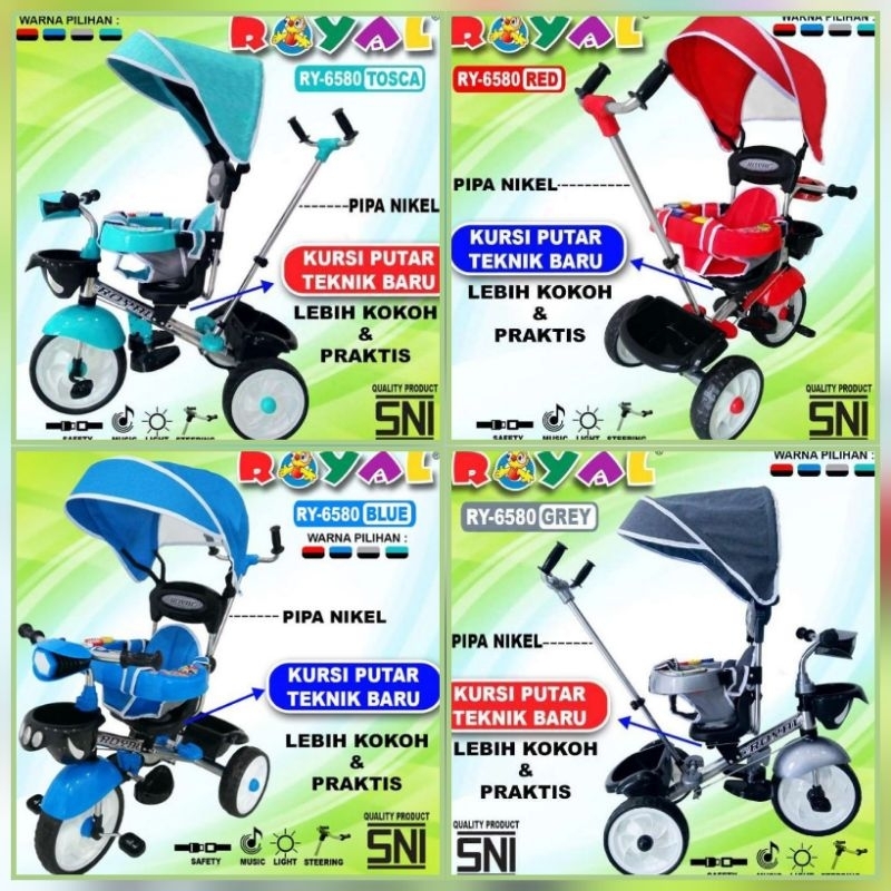 [KHUSUS GROSIR] Sepeda Roda Tiga Sepeda Stroller Anak Royal 6580 / 8580 / 9380 / 9590 / 8378