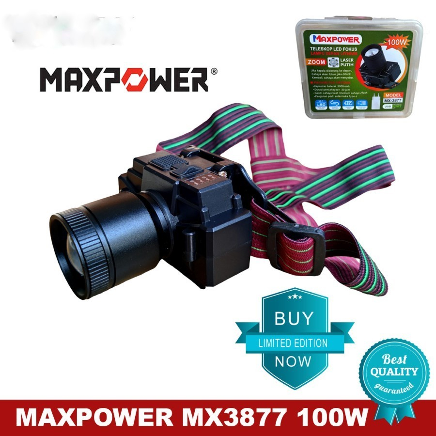 Senter Kepala LED Headlamp Maxpower 100W