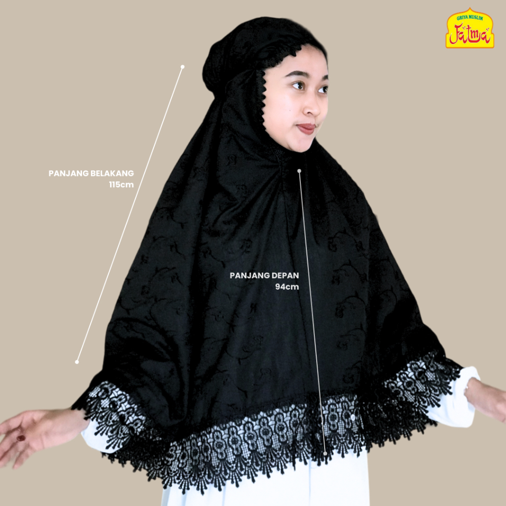 Kerudung / Jilbab / Bergo Jumbo Bordir Hitam Haji dan Umroh by Griya Muslim Fatma