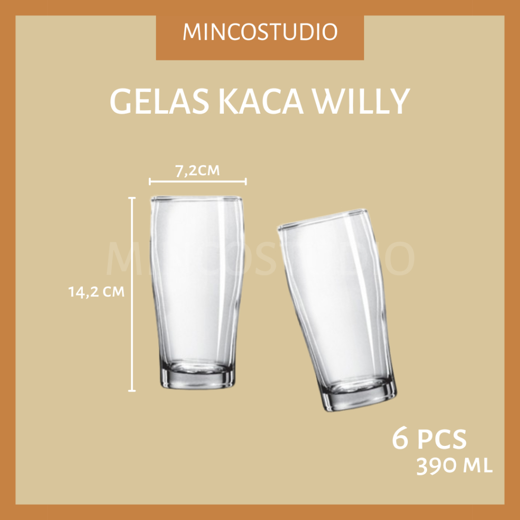 [VIA INSTANT] GELAS KACA WILLY 6PCS / GELAS KACA WILLY TEBAL 6 PCS / GELAS KOPI / GELAS BIR / GELAS 