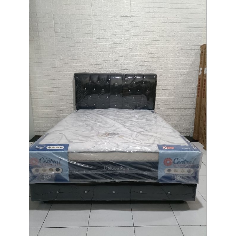 SATU SET KASUR CENTRAL DELUX FLUS POKET+DIPAN MINIMALIS UK 160X200
