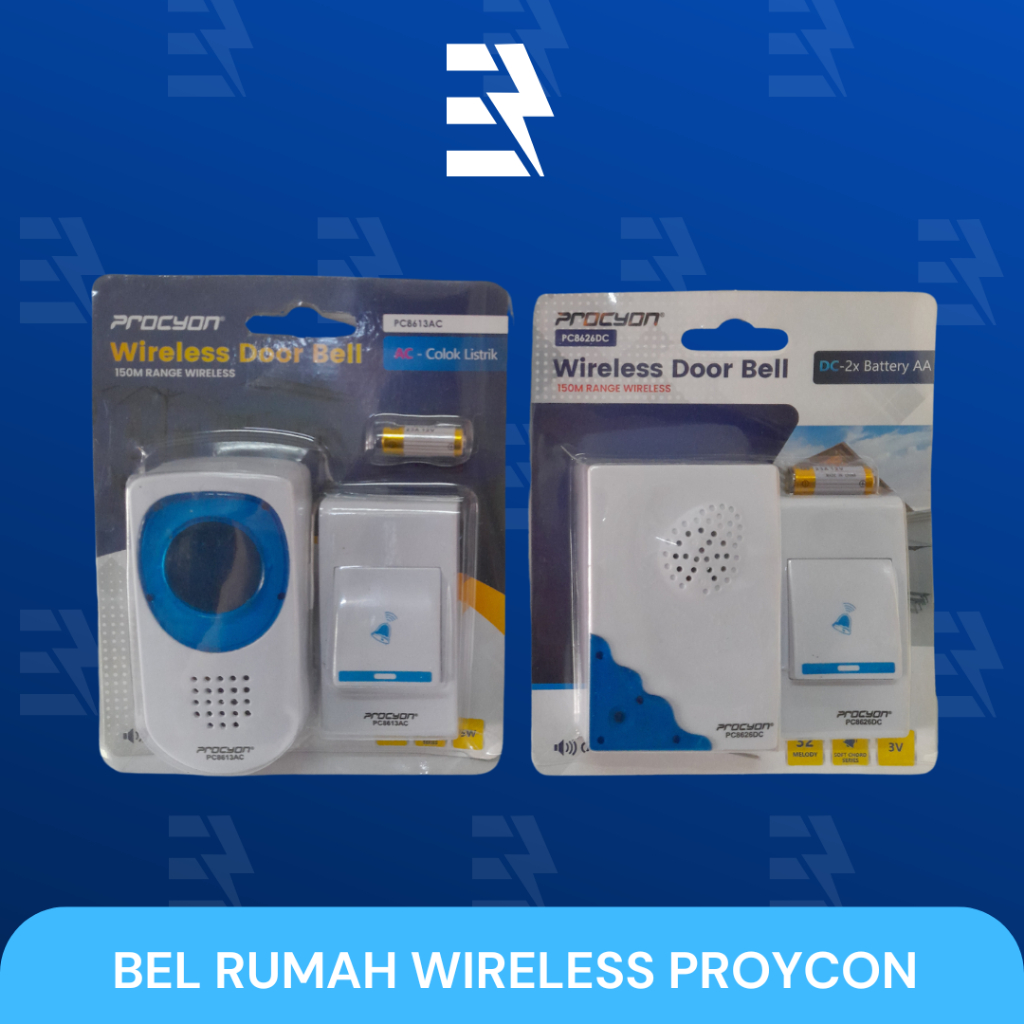 BEL PINTU RUMAH WIRELESS DOOR BELL TANPA KABEL PROCYON DC BATREI