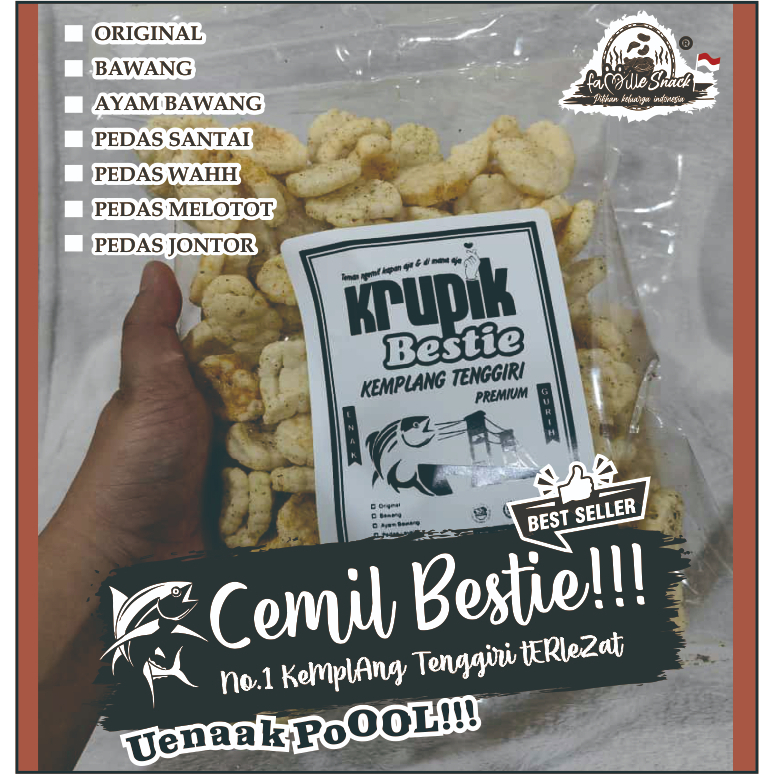 

Krupik Bestie Ikan Tenggiri 250 Gram Pedas Jontor No. 1 Terlezat Gurihh Nikmatt