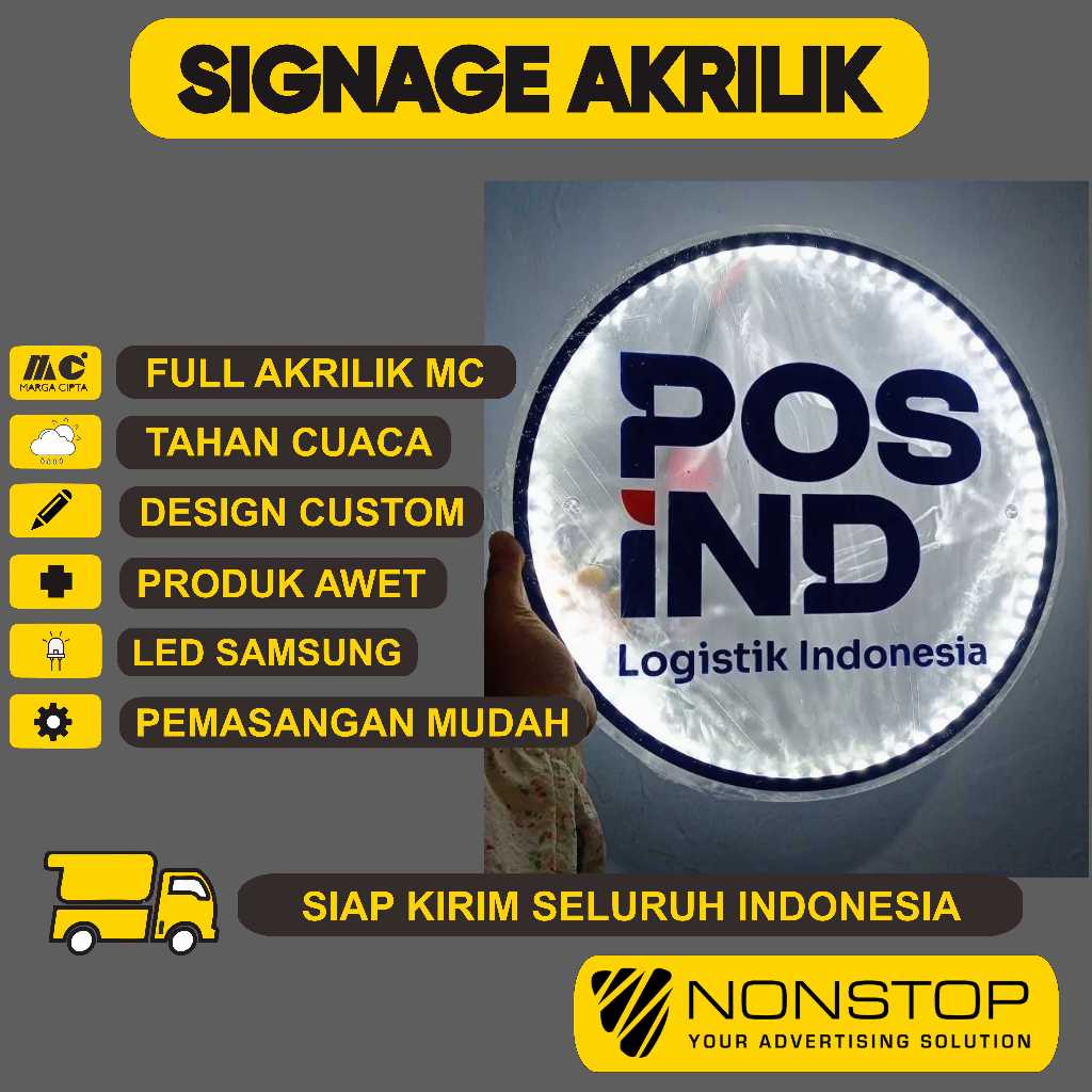 Custom Akrilik Papan Nama Toko Nyala LED Lampu Hemat Daya Bebas Desain Gambar Huruf Timbul Full Akri