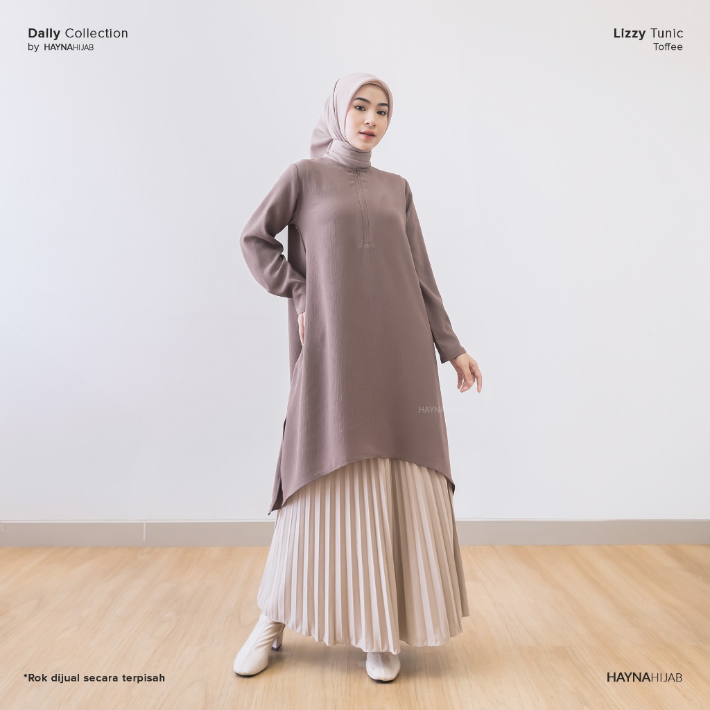 HAYNA Lizzy Tunik (Toffee) - Tunic Atasan Wanita Lengan Panjang