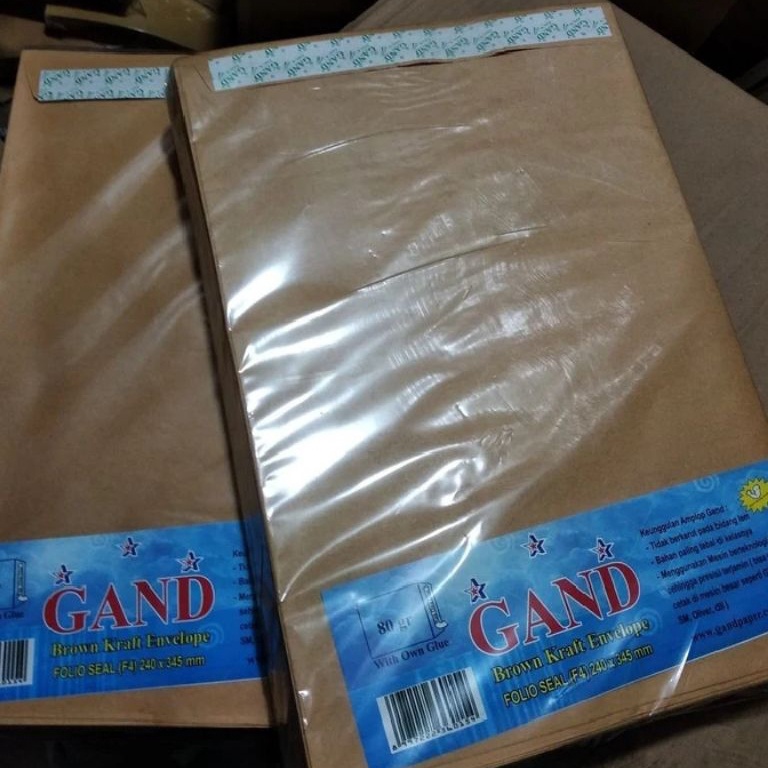 

KODE X8U9 Amplop Coklat polos Folio SealLem Gand 1pak1pcs