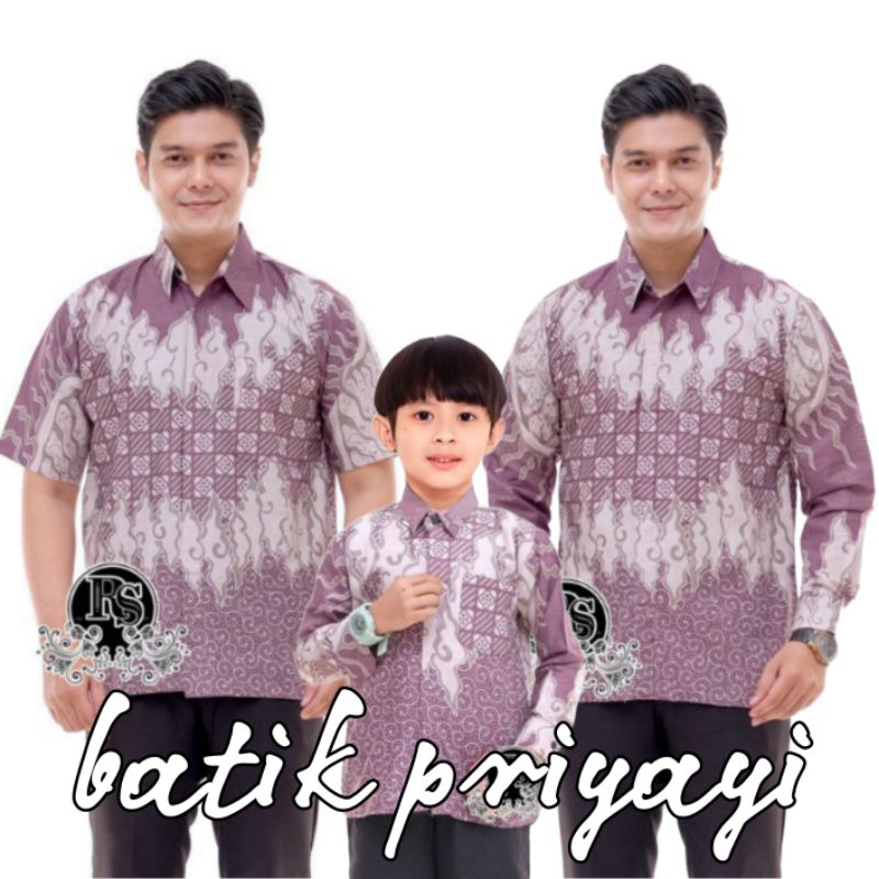 Kemeja Batik Anak Laki laki Warna Ungu Taro Violet  Batik Pria Dewasa Couple Batik Ayah dan Anak Lak