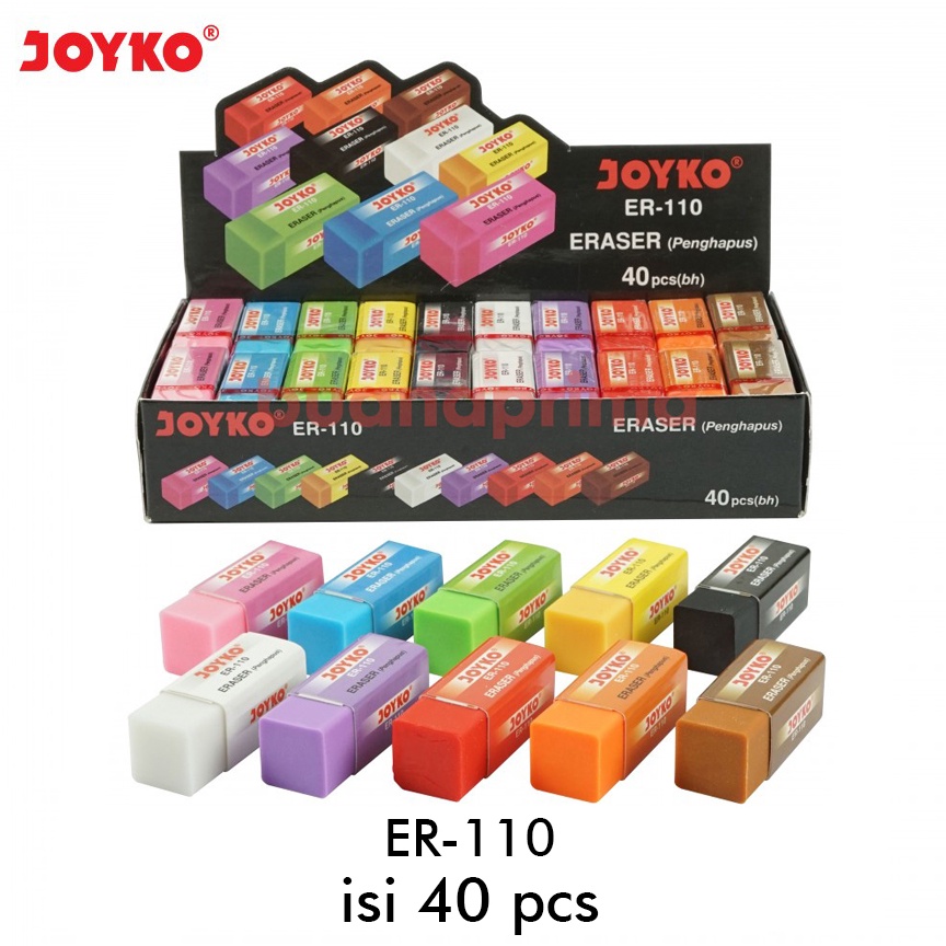 

KODE T7P6 Penghapus Joyko ER 11 Warna Warni isi 4 pcs Color Stip Eraser Kecil