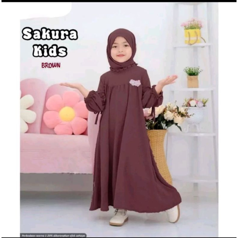 DRES SAKURA TERBARU/BAJU MUSLIM ANAK MODEL SEKARANG/WARNA GAMIS ANAK YANG TERLARIS/BAJU MUSLIM ANAK 