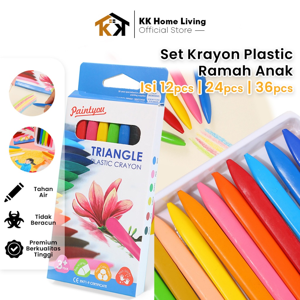

(KK) Crayon Set 12/24/36 Pcs / Crayon Lengkap Tahan Air Dan Tidak Beracun