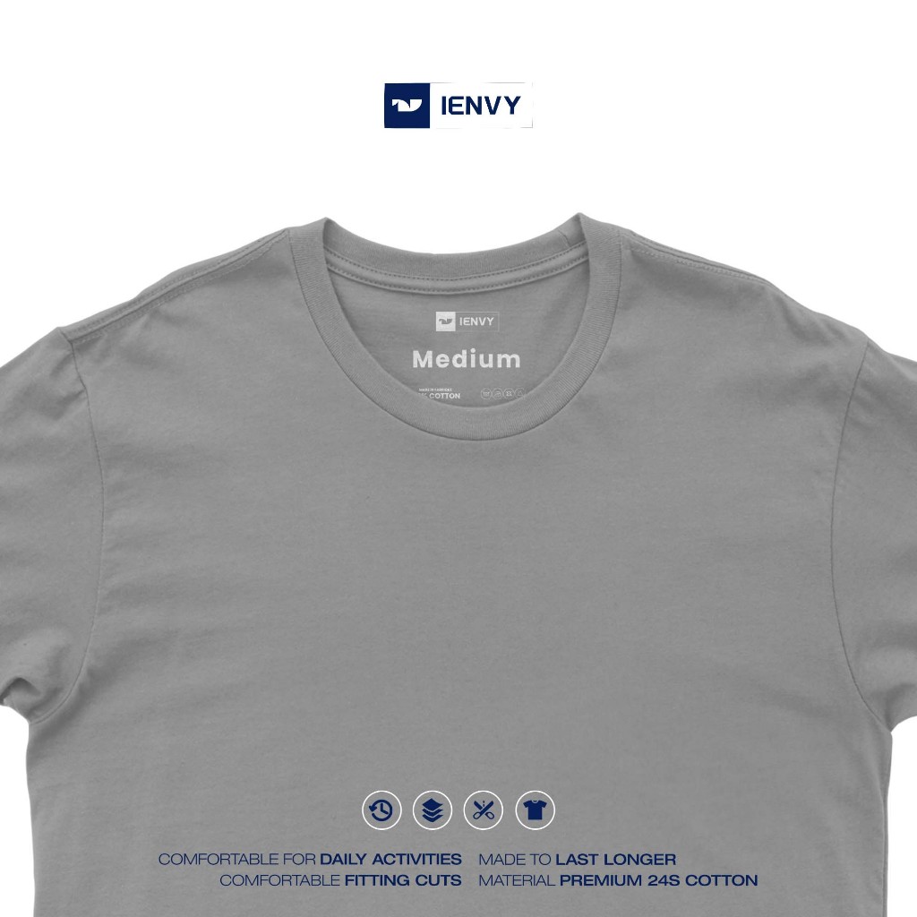 ienvy Kaos Baju Polos Soft Cotton Basic - Abu Sedang