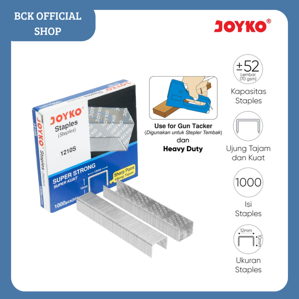 

Heavy Duty Staples Isi Stapler Refill Stapler 1210S Joyko (Dus)