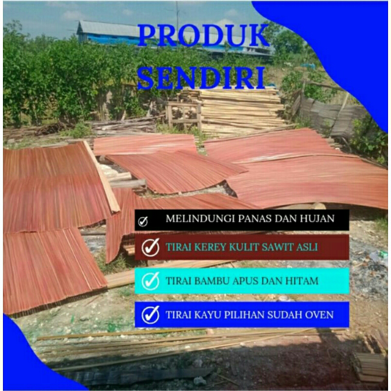 Tirai Bambu Kulit Rotan Kulit Sawit plitur Finising Glowing