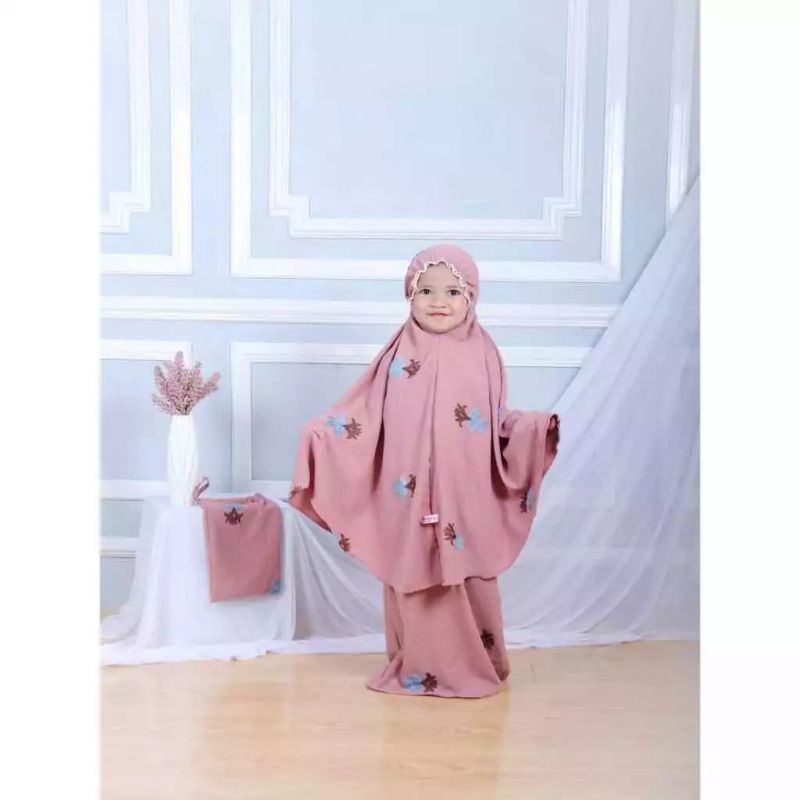 MUKENA ANAK CRINKLE AIRFLOW FELICYA // MUKENA ANAK CRINKLE PUFF BORDIR TIMBUL JACQUARD EMBOSS // MUK