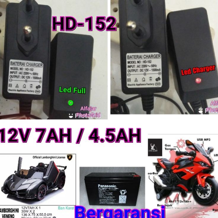 Premium Grosir Charger HD152 Mobil Motor Mainan Accu 12V 45 Adaptor Akki 12 Volt 7AH Casan aki 12Vol