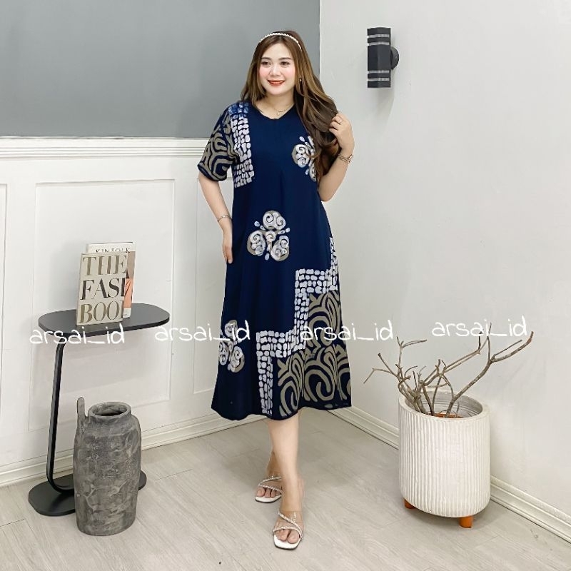 daster batik cap rayon semi twill bahan tebal adem daster busui pekalongan