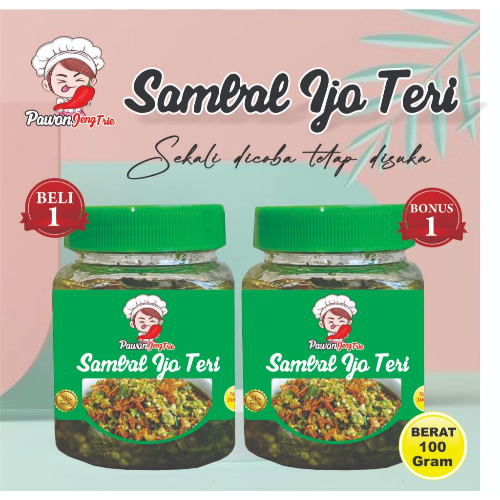 

beli 1 botol 100ml sambal ijo teri free 1 botol 100ml sambal ijo teri