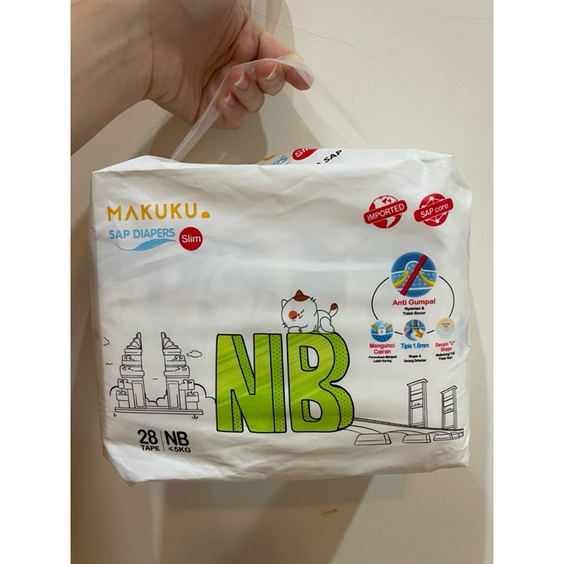MAKUKU SAP DIAPERS SLIM NEW BORN (sampai dengan 5KG) ISI 28 PCS NEW | PAMPERS MAKUKU NEWBORN SLIM | 