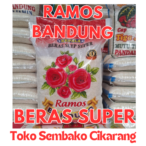 (BERGARANSI) BERAS 5 KILO SUPER SLYP RAMOS BANDUNG TOKO SEMBAKO CIKARANG