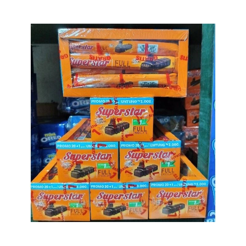 

Wafer Superstar Super star Superman Wafer COklat Jadul Superstar Triple Chocolate isi 20+1pcs