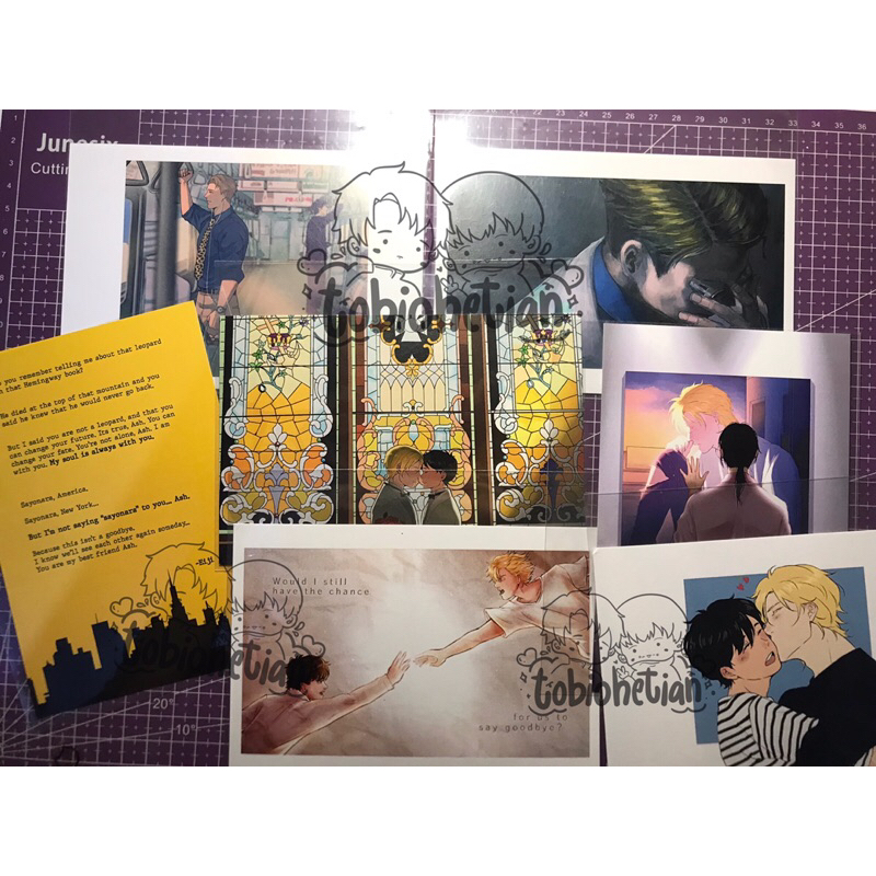postcard redubble jjk nanami ash eiji banana fish fanmerch