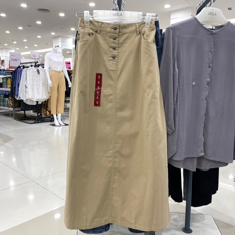 Geela Skirt - Rok Wanita Long Skirt Khaki